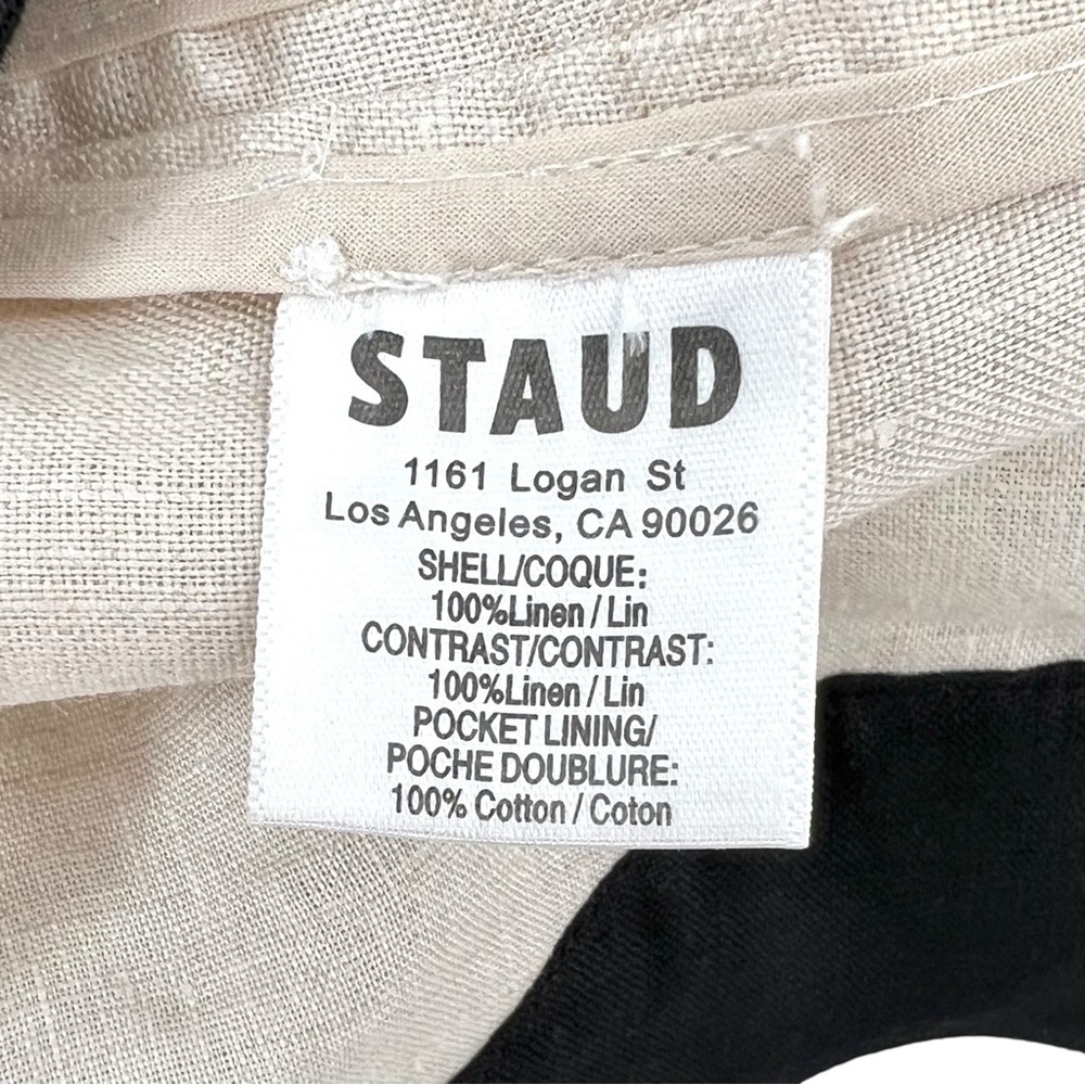 STAUD Renata Dress - Cream & Black Linen Trapeze Rope Strap Mini Dress sz M - Picture 9 of 11